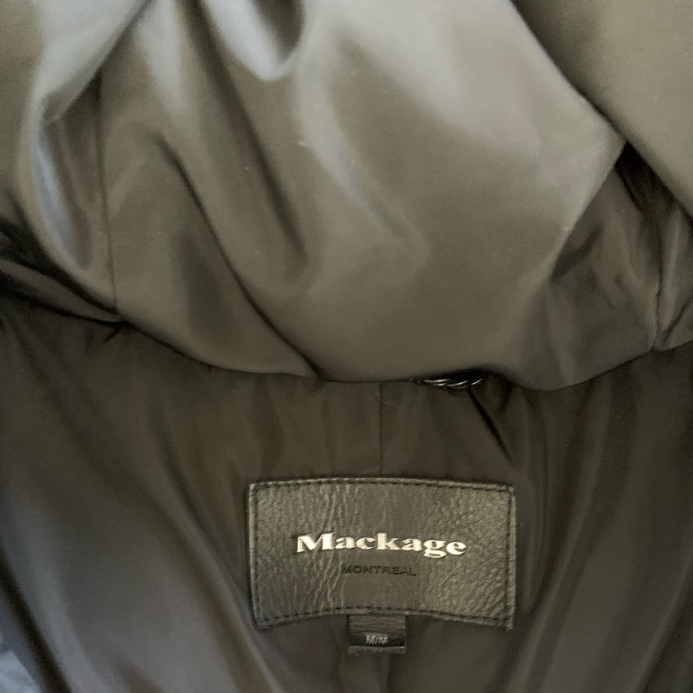 MACKAGE Coat w/ Fur Lined Hood & Leather Shoulder - Picture 7 of 7